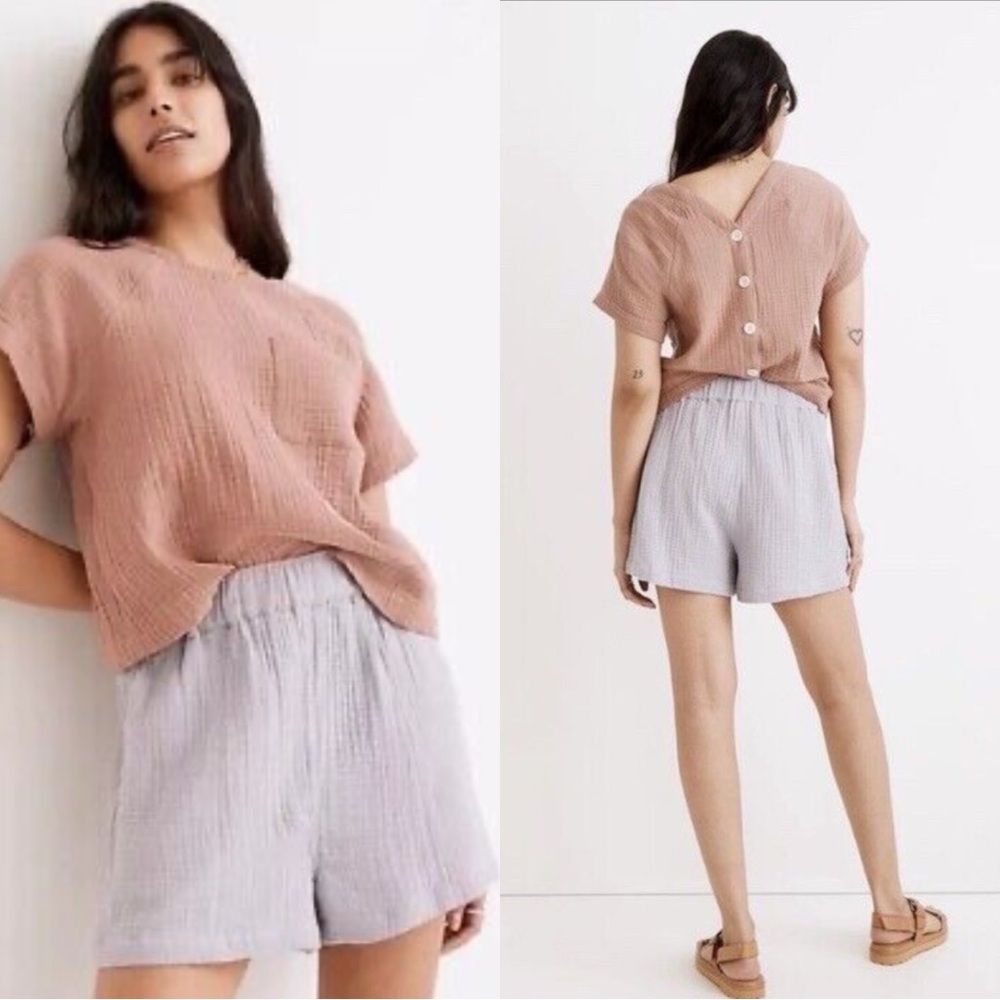 MADEWELL Linen Periwinkle Cotton Casual Shorts